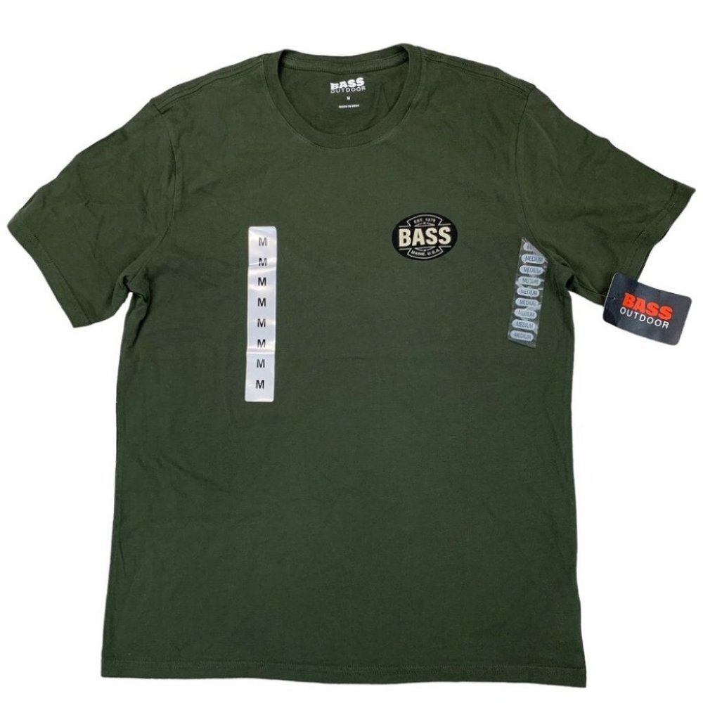 Bass Outdoor Mens T-shirt Vintage Emblem Logo T-Shirt Size M